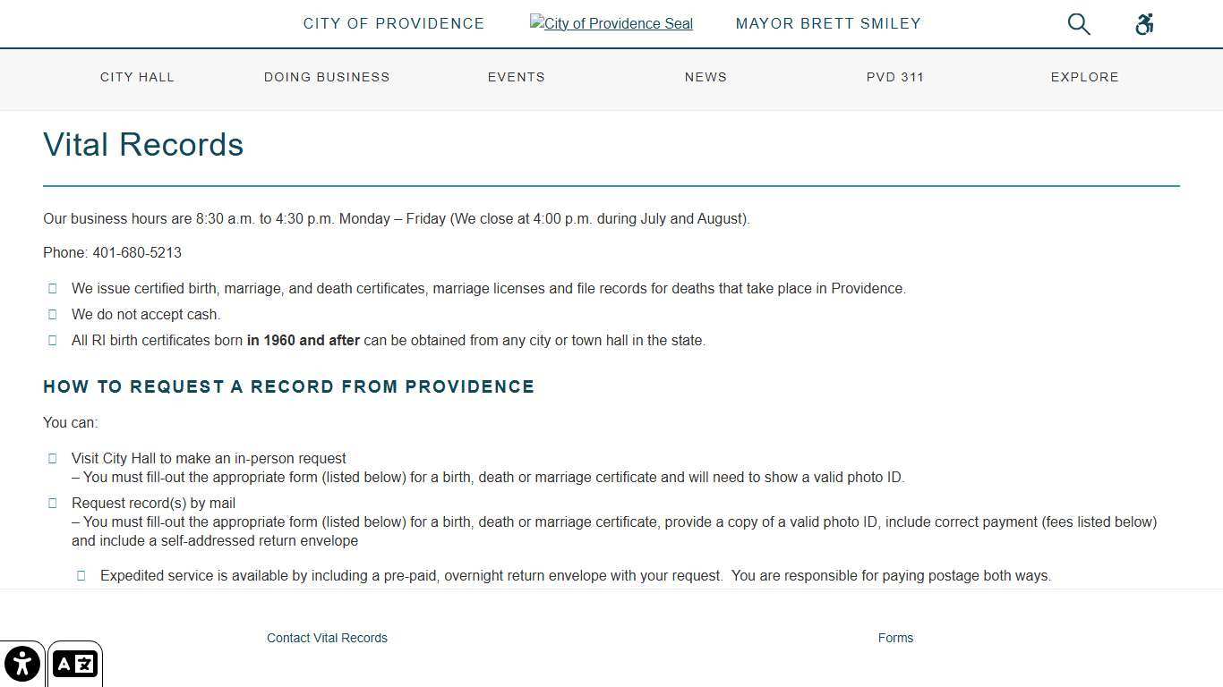 City of Providence Vital Records - City of Providence